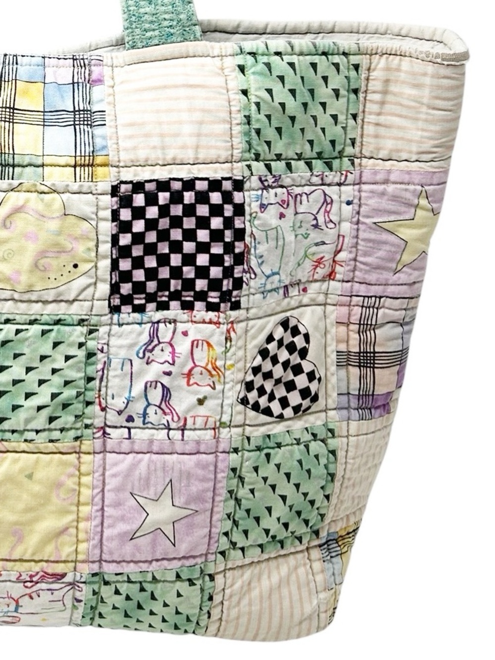 Vintage Handmade Quilted Tote Bag - Picture 13 of 14